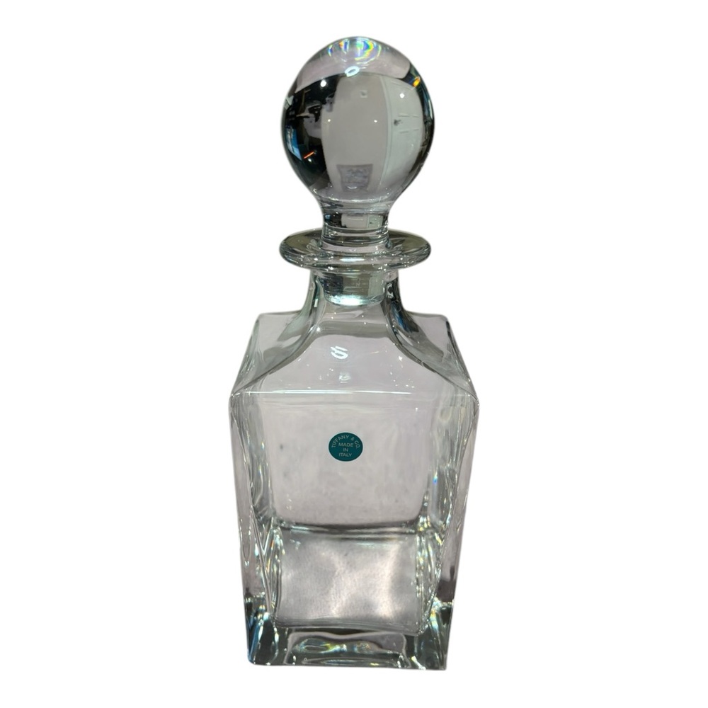 Tiffany & Co Classic Home Essentials Square Crystal Glass Decanter Ball Stopper
